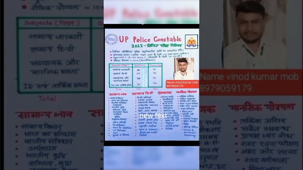 UP POLICE SYLLABUS 2022