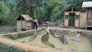 The couple planted trees, built a pond, and raised fish to survive.
