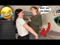 Asking My Boyfriend For A HUG Then Squeezing His CHEEKS PRANK! *HILARIOUS*