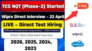 🔥TCS NQT Big News | TCS Hiring Again | Wipro Hiring 2025 Batch | Direct Test Hiring 2025