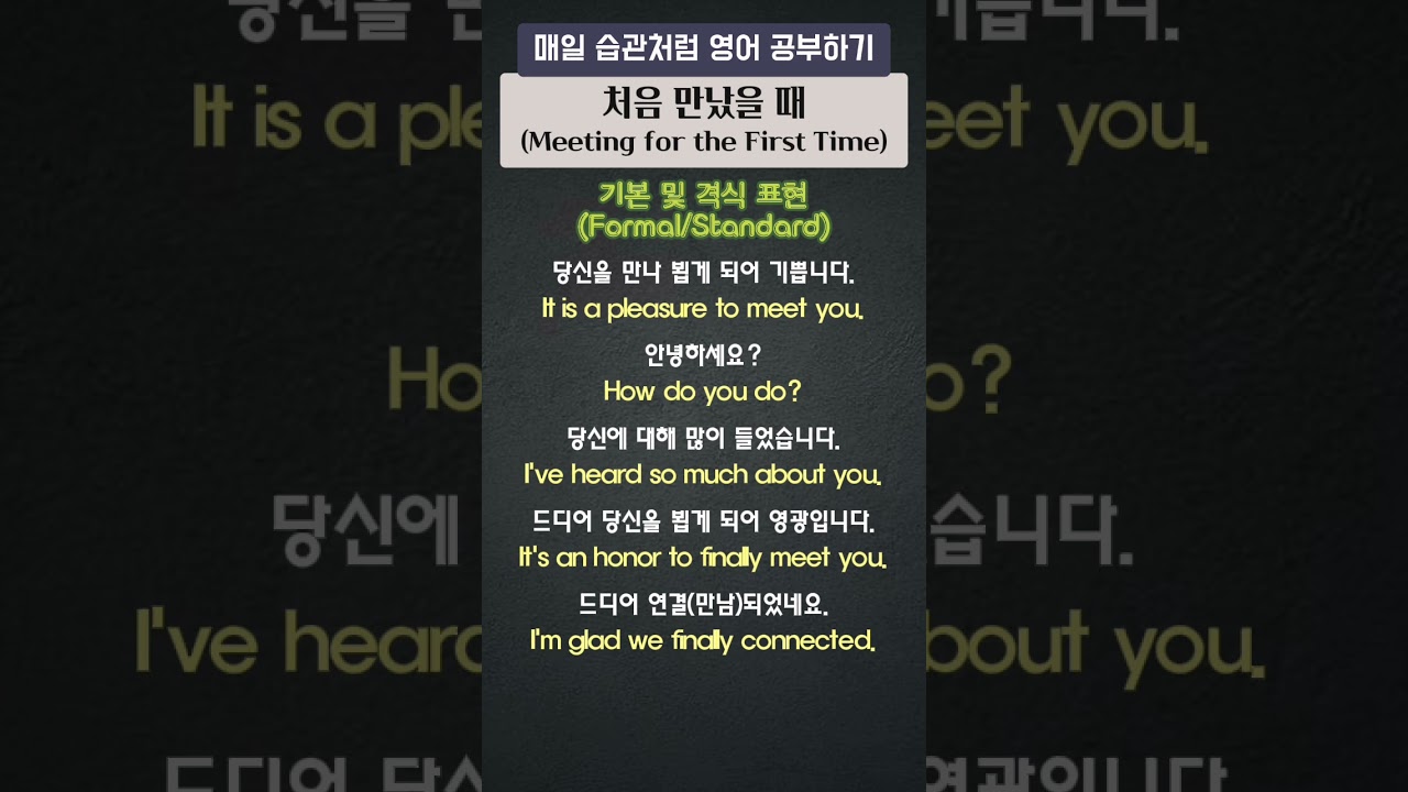 [독학영어] 처음만났을 때 사용할 격식 표현 