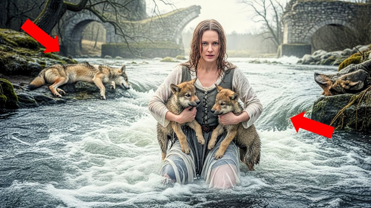 Affrontò il fiume in piena per due cuccioli indifesi — ignara che avrebbe cambia