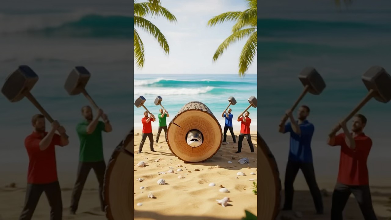 fish rescue for giant log 😱 