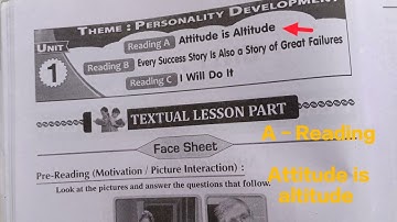 10th class English A- Reading (Attitude is Altitude) UNIT *Personality Development* all answers