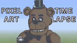 Minecraft Pixel Art Timelapse - Freddy Fazbear (FNAF) screenshot 4