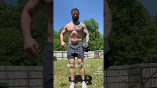 Suitcase carry for eliminating back pain and core work. Farmer carry variant offset the body
