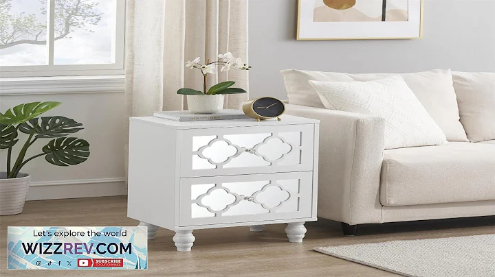 Garvee White Mirrored NightStand Set 2 End Table Bedside Table with 2