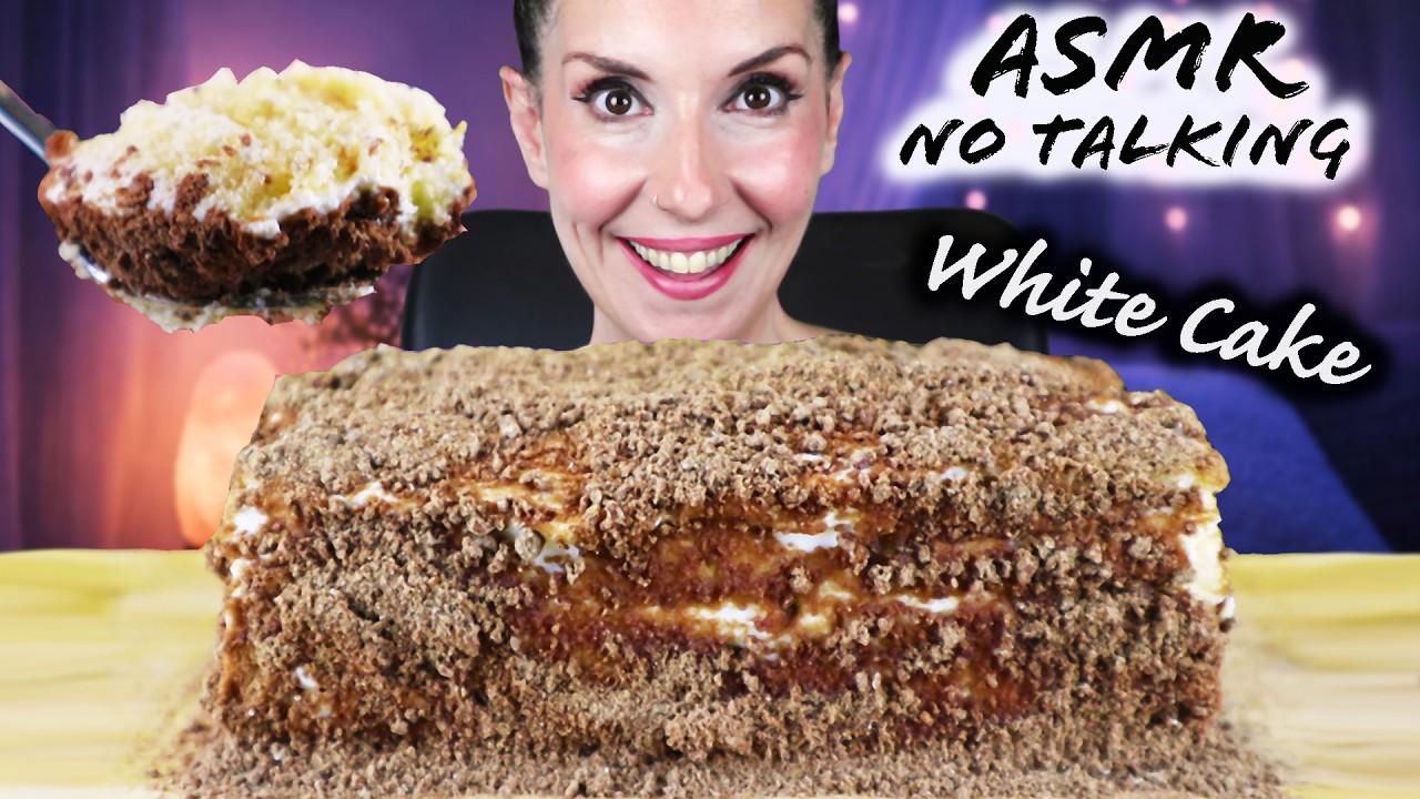 ASMR Creamy White Cake 🍰 Mouth Sounds, Soft Eating Sounds | First