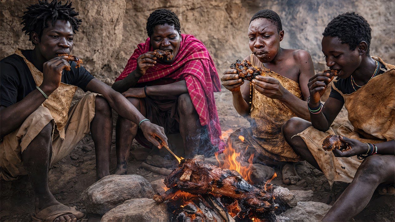 Roasting What We Hunted Over Fire With the Hadzabe Tribe 🇹🇿