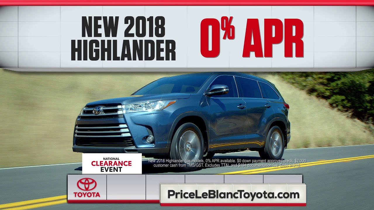 Price LeBlanc Toyota National Clearance Event Highlander Specials