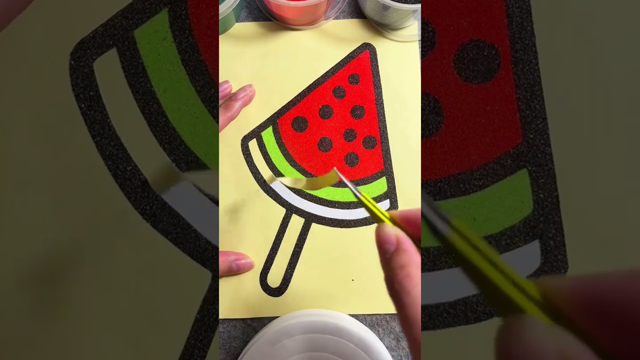 Sand painting Torn watermelon Popsicle