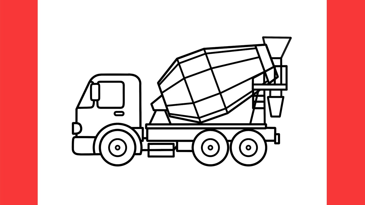 How to draw a CEMENT MIXER TRUCK easy / drawing concrete mixer truck