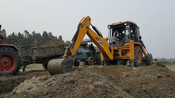 JCB Dozer Working on Sandy Place - JCB Loading Sand in Tractor - JCB Digger Video 2