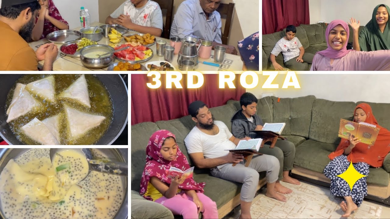 3rd roza vlog | kids tortured Pappa in Ramadan| chicken samosa | custard falooda juice |cake tragedy
