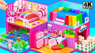 Build Amazing Pink Piggy House with Underground Fish Tank, Clay Rainbow Pool | DIY Miniature House