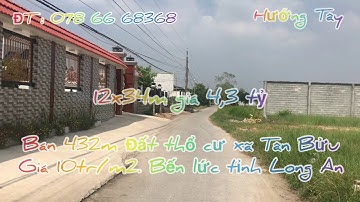 Bán 432m2 Đất Thổ Cư Tân Bửu Huyện Bến Lức tỉnh Long An ĐT ‘0786668368’