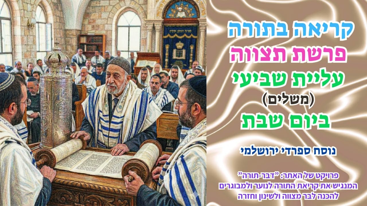 קריאת התורה פרשת תצוה - עליית שביעי - משלים | נוסח ספרדי ירושלמי (הכנה לבר מצווה ובני נוער)