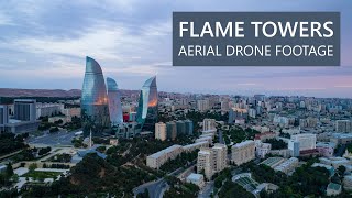 Flame Towers in Baku - Aerial Drone Footage