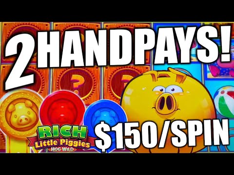 $150/BETS + 2 JACKPOT HANDPAYS on RICH LITTLE PIGGIES High Limit Slot Play