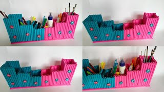 DIY Making Desktop organizer with waste paper | pen holder organizer | paper craft