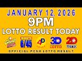 PCSO Lotto Result 9PM - January 12, 2026