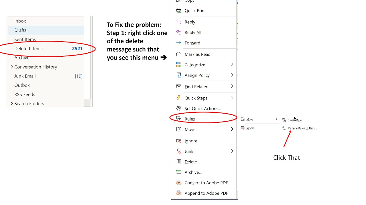STOP All New Emails Going To Deleted Items Folder On Outlook YouTube