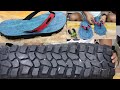 Making flip-flops from rubber waste and jeans