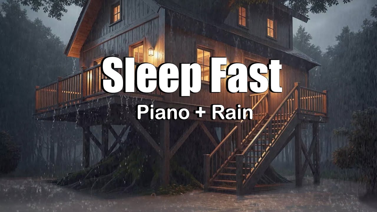 Calm Night Rain and Soft Piano Music for Sleeping Quickly and Relaxing Fully