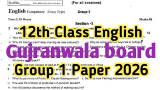 12th class English Gujranwala board group 1 paper 2026