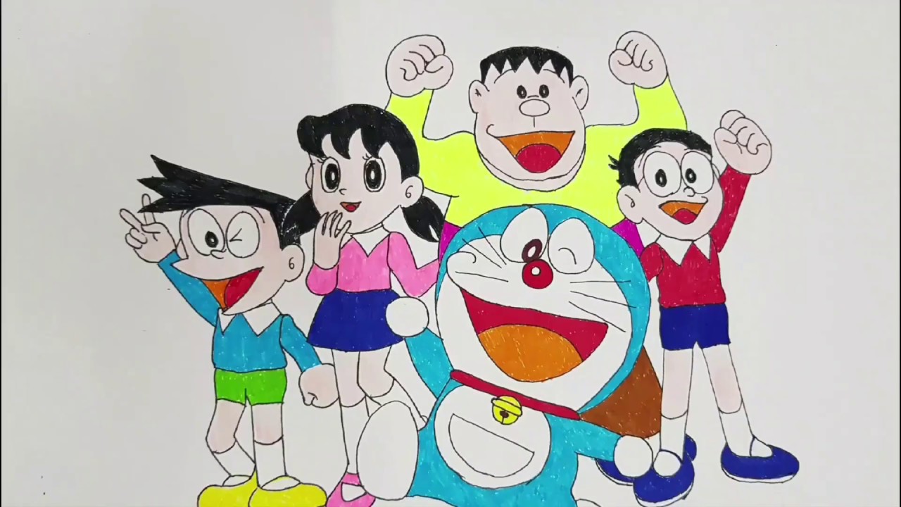 Dạy Vẽ Cho Bé - Dạy Bé Vẽ Doraemon, Nobita, Shizika - Drawing And Coloring  Doraemon For Kids - Youtube