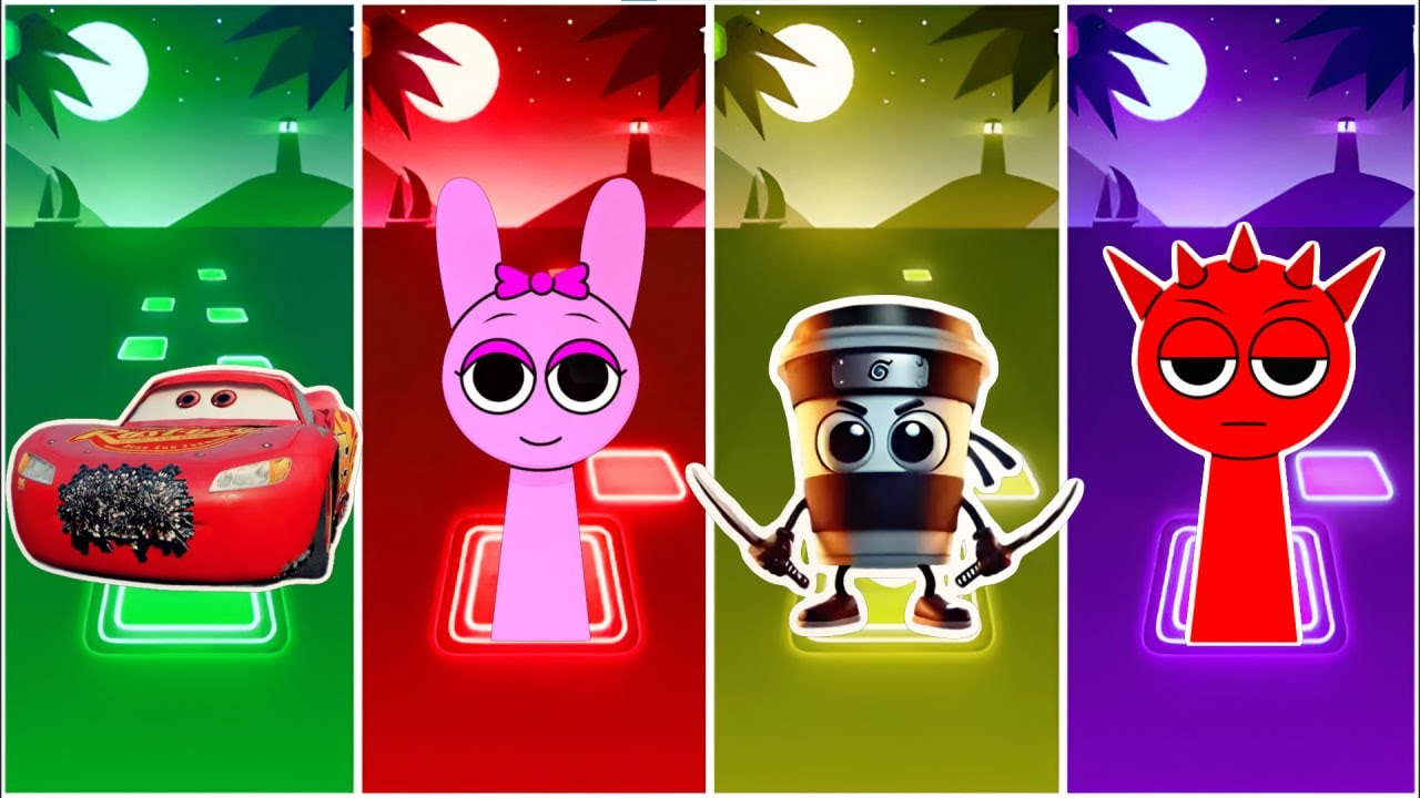 McQueen Eater 🆚 Sprunki 🆚  Ballerino Capucino | Who Is Best?🎯 in Tiles Hop EDM Rush🎶