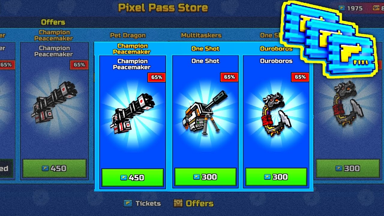 Pixel Pass Store Weapons Damage & Stats - Pixel Gun 3D