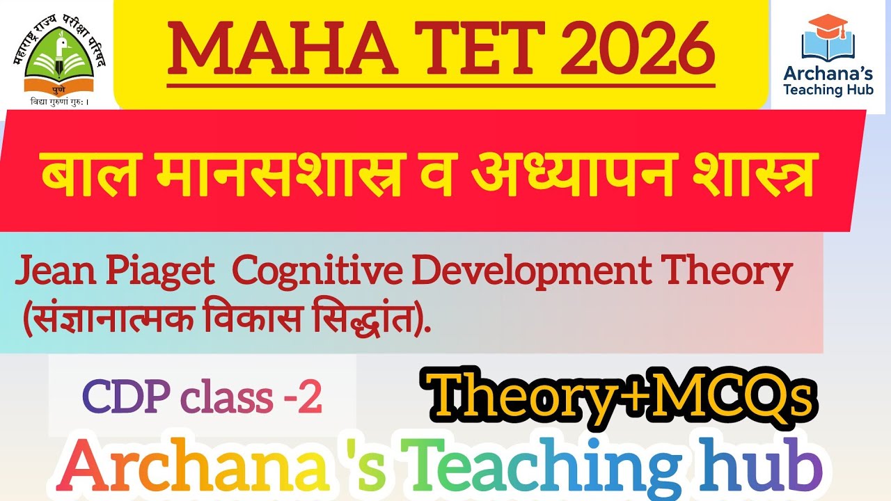 MAHA TET2026 CDP |Jean Piaget Cognitive Development Theory | संज्ञानात्मक विकास सिद्धांत Theory+MCQs