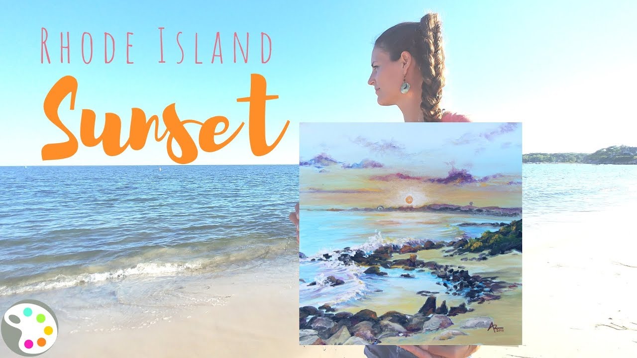 Acrylic Painting Tutorial | How to Paint a Sunset Over the Ocean - YouTube