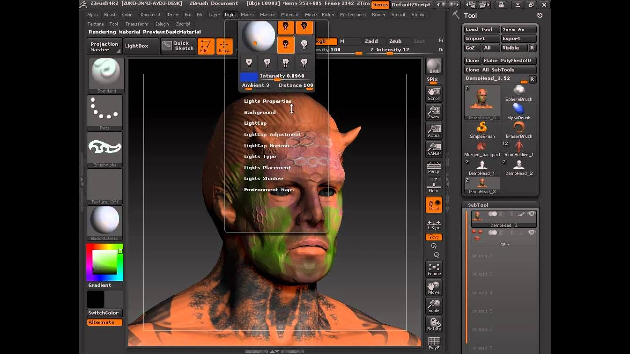 simple 3d rendering program for zbrush