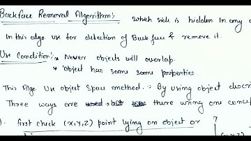 Hidden and visible surfaces : Back face removal Algorithm