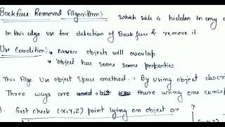 Hidden and visible surfaces : Back face removal Algorithm