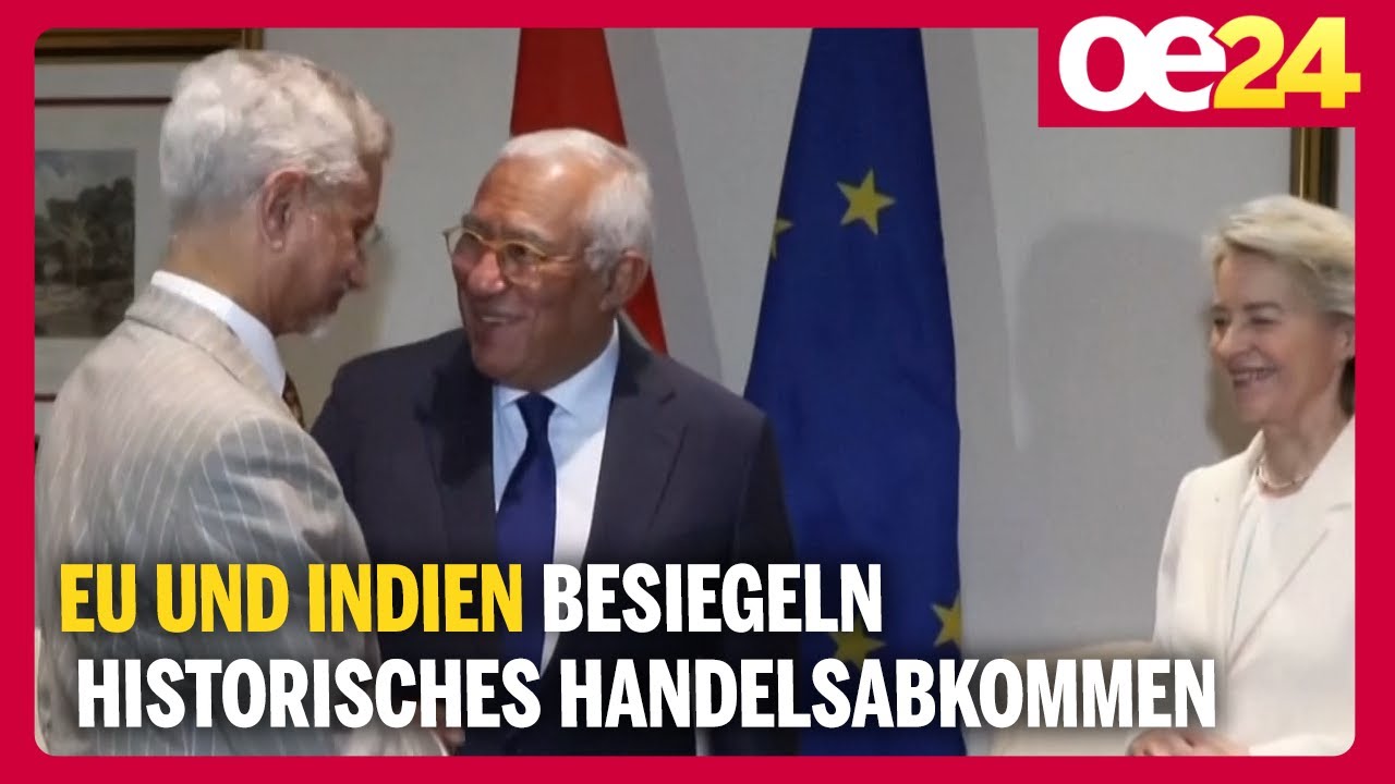 EU & Indien besiegeln historisches Handelsabkommen - YouTube