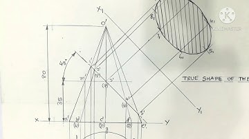 Section of Solids Cone drawn on sheet On Engineering Graphics UNIT 4 Explained in Tamil