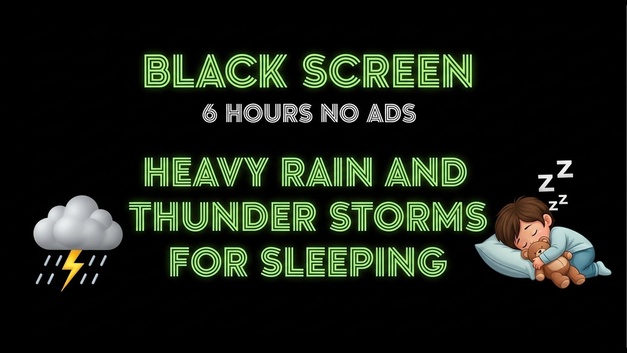 Black Screen Rain & Thunder Sounds for Sleeping 🌧️ 6 Hours | No Ads | Deep Sleep