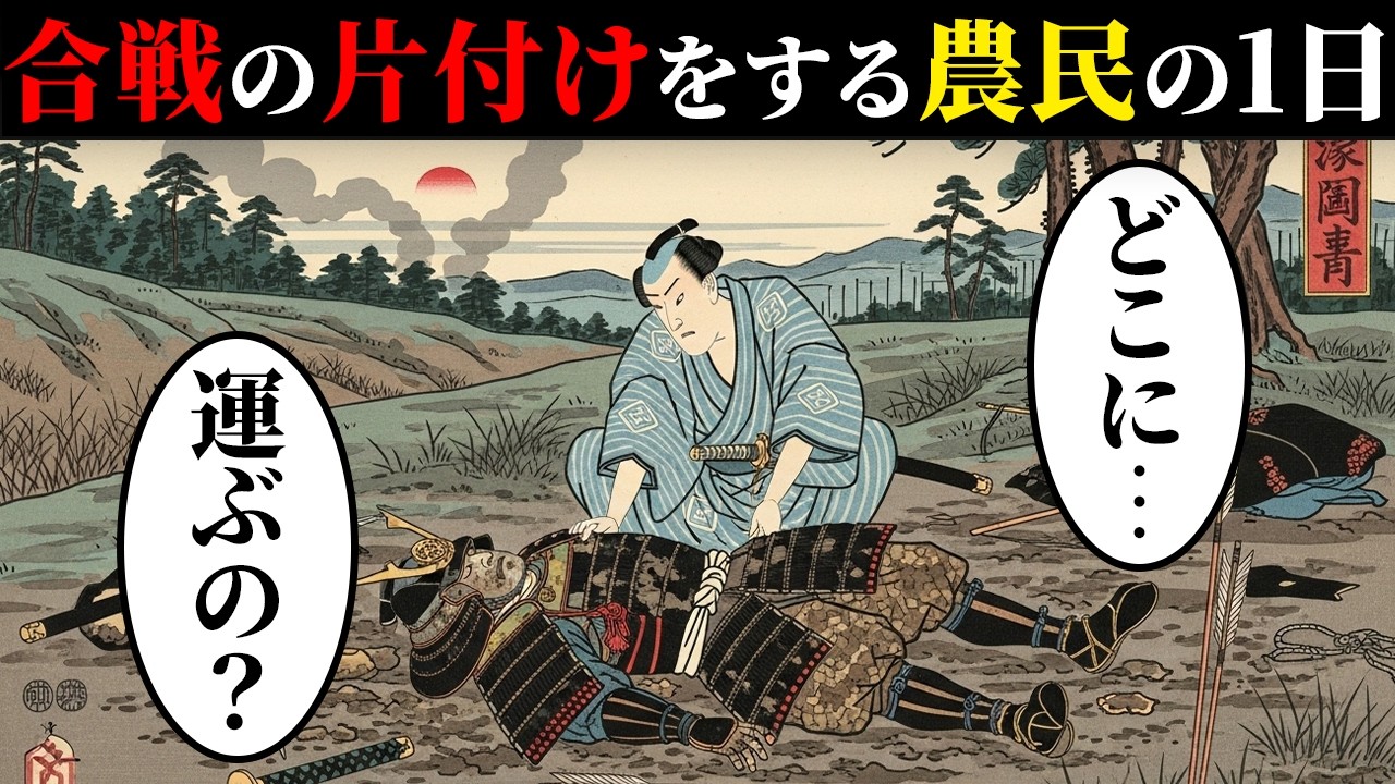 合戦で亡くなった人を処理する農民の1日。戦国時代の合戦事情…【日本浮世絵ばなし】