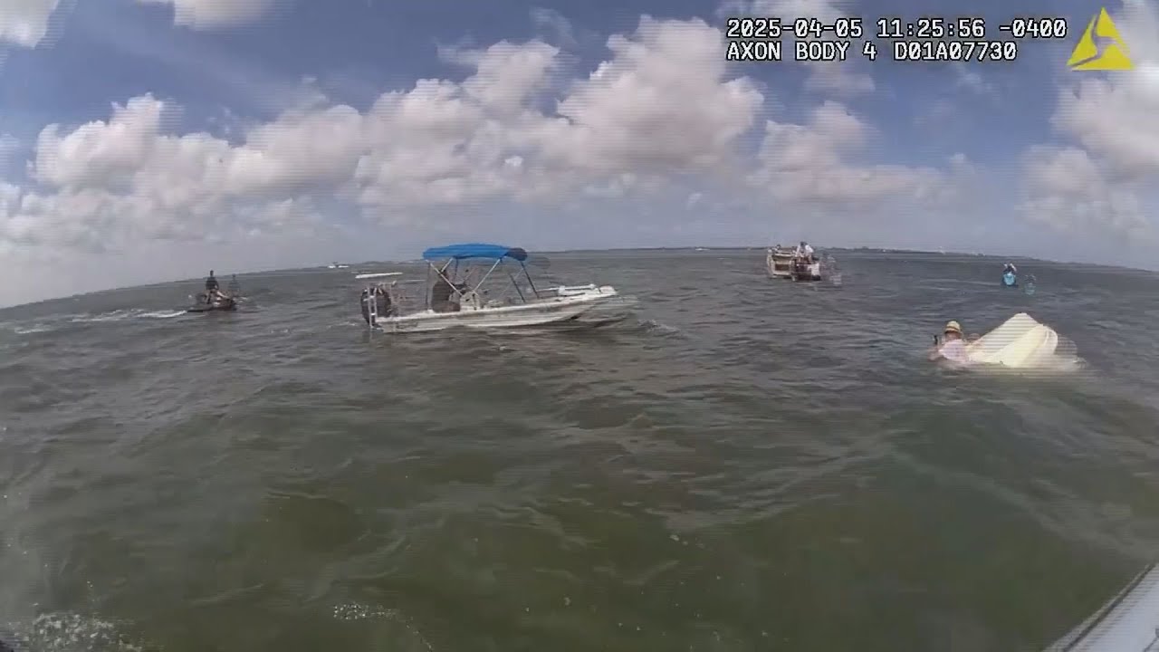 Dramatic Water Rescue Dramatic water rescue near Spoil Island saves boater in Florida - YouTube