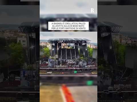 Video A Bagnoli crolla il palco allestito alla ex Base Nato per le forti raffiche di vento