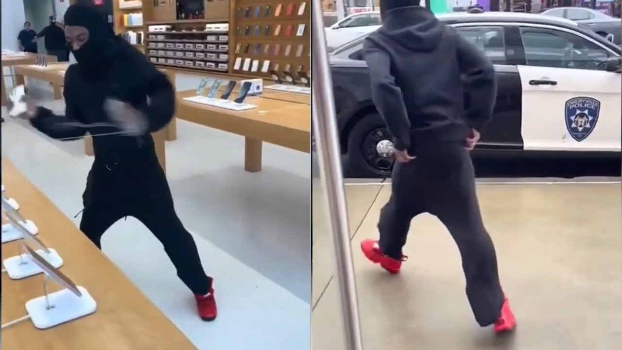 Grown Man Robs Apple Store Broad Daylight in Front Police! - YouTube