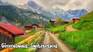 Gimmelwald, Switzerland walking tour on rainy day - The most beautiful Swiss mountain villages