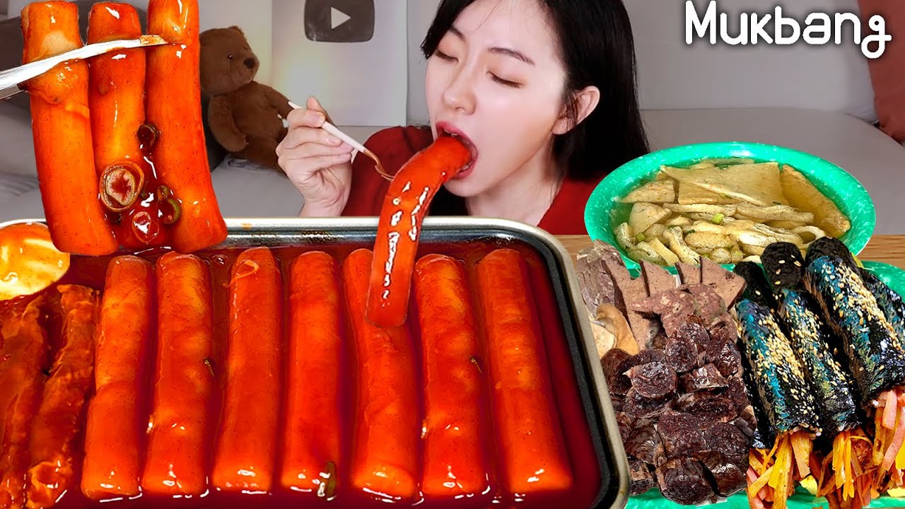 Korean Food REAL MUKBANG▶🔥spicy Tteokbokki + Kimbap + Sundae ☆ REAL SOUNDㅣASMR MUKBANGㅣEATING SHOW