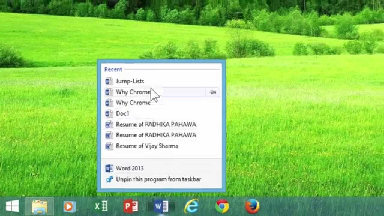 windows 8 jump list windows 8 jump list