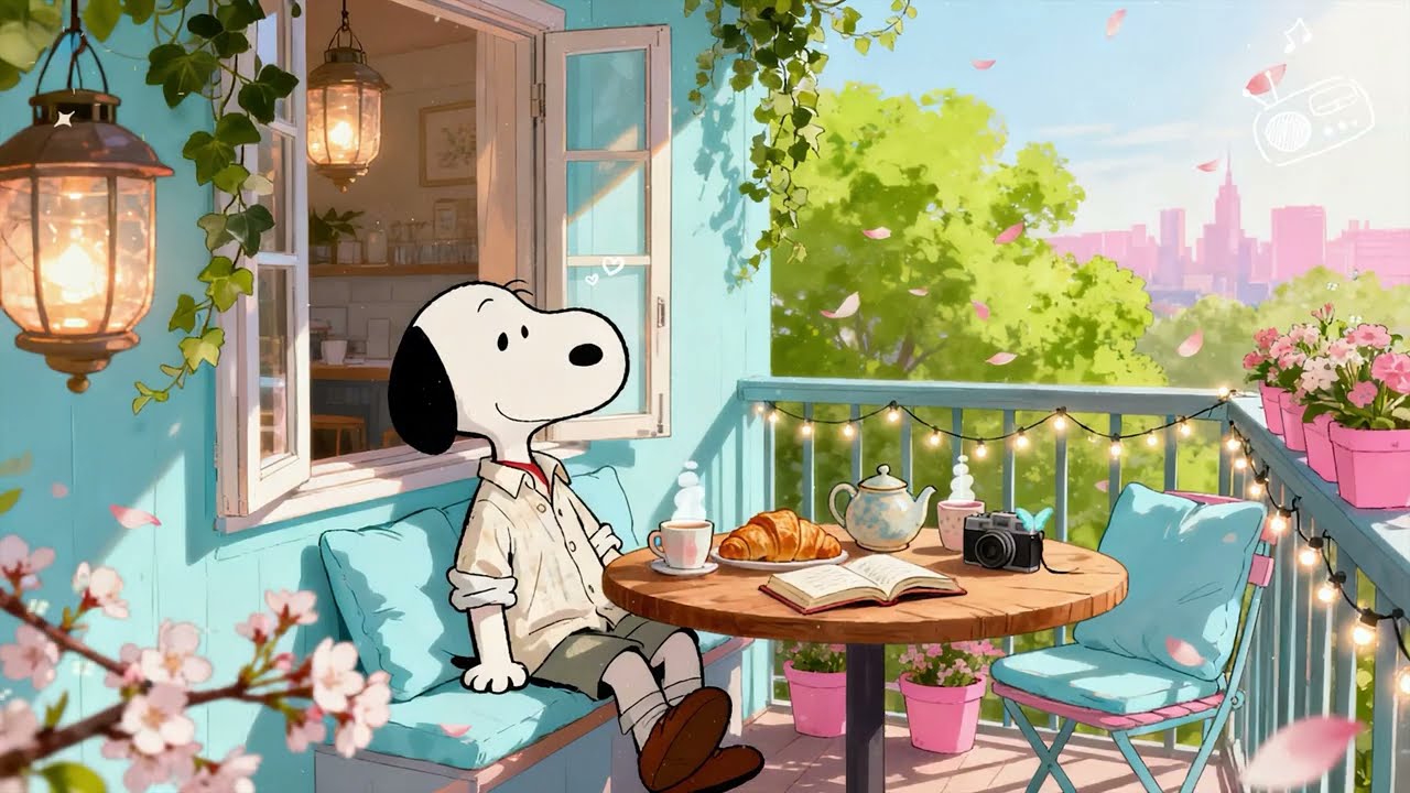 Spring Balcony with Snoopy 🌸 Chill Lofi for Slow Afternoons & Gentle Focus