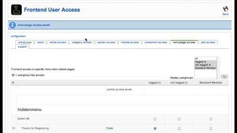 Create a Members only Menu using Front End User Access in Joomla 1.5