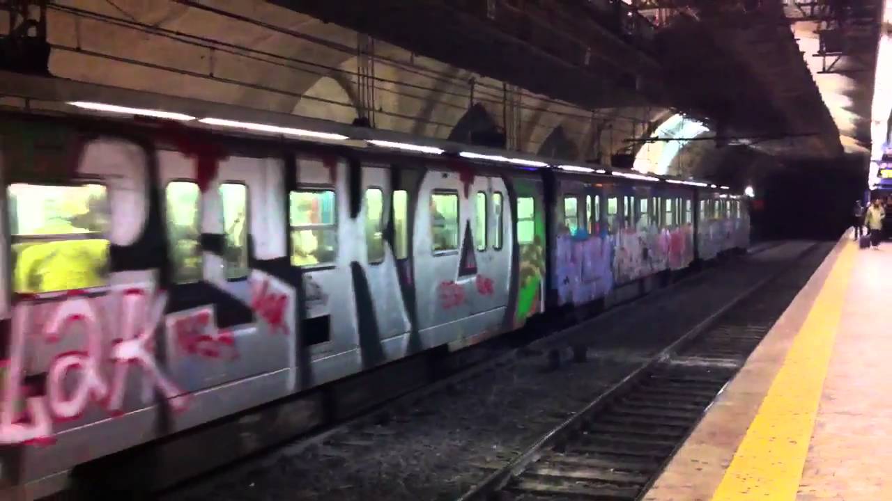 Graffiti Covered Train on Metro Line in Rome, Italy - YouTube